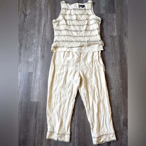Positive Attitude Pants - VTG POSITIVE ATTITUDE Pantsuit Set Tank Top Pattern Yellow Boho Size S M Size 10
